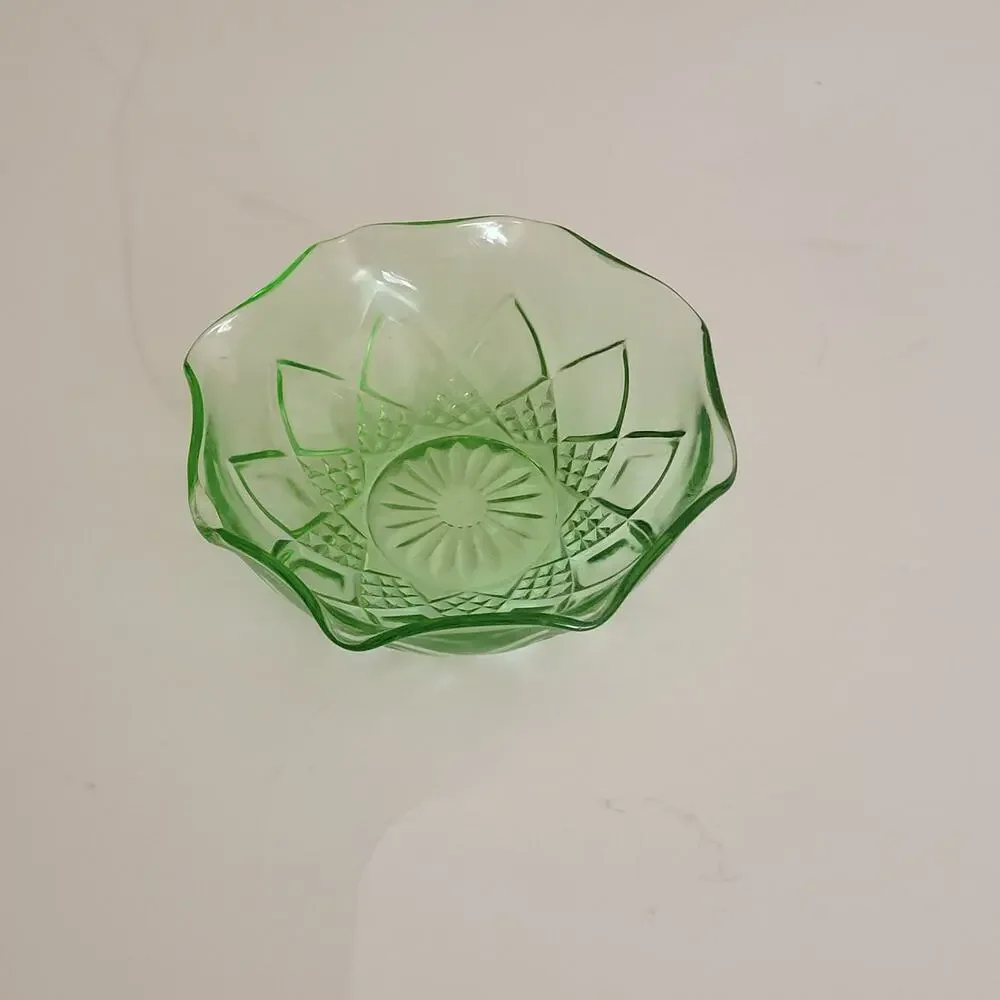 Vintage Hazel Atlas Green Uranium Glass 4.5